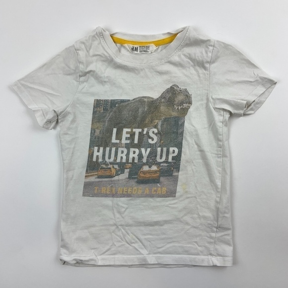 H&M Kids Boys T Shirt Short Sleeve White 4 6 - Picture 1 of 7